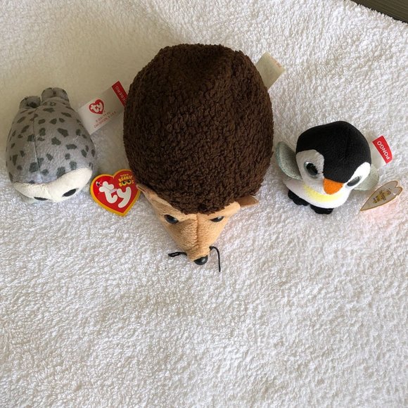 Ty Beanie Babies Bundle Prickles Porcupine Pongo Penguin Iceberg Leopard Seal - Picture 2 of 6